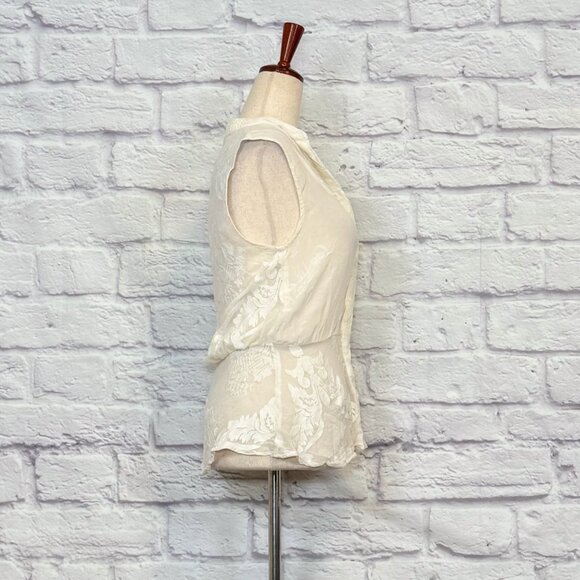 Tt Collection Cream Silk Floral Embroidered Blouse - Picture 3 of 9